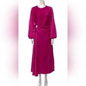 House of Harlow 1960 Vibrant Magenta Pink Satin Ruched Side Cutout Keyhole Sz XL